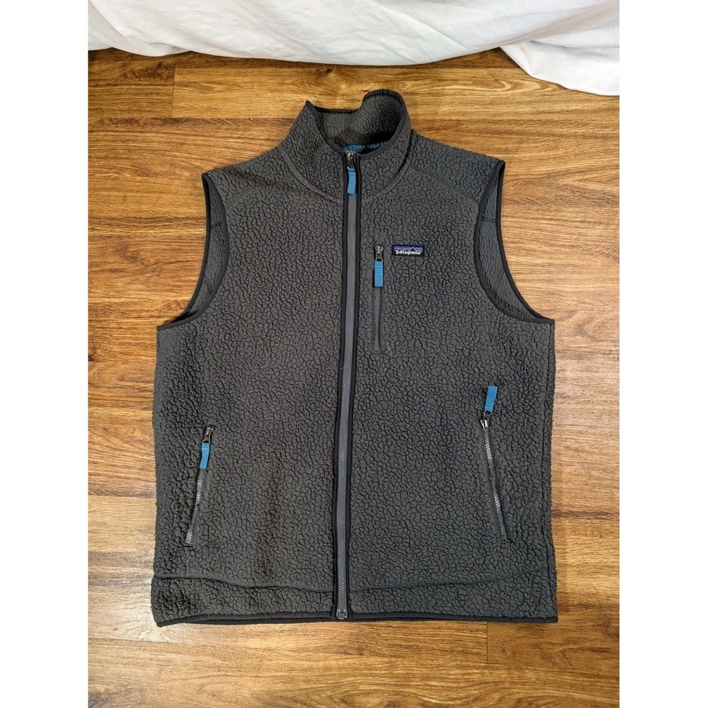 Patagonia Mens Retro Pile Fleece Vest Grey Full Zip XL 22821